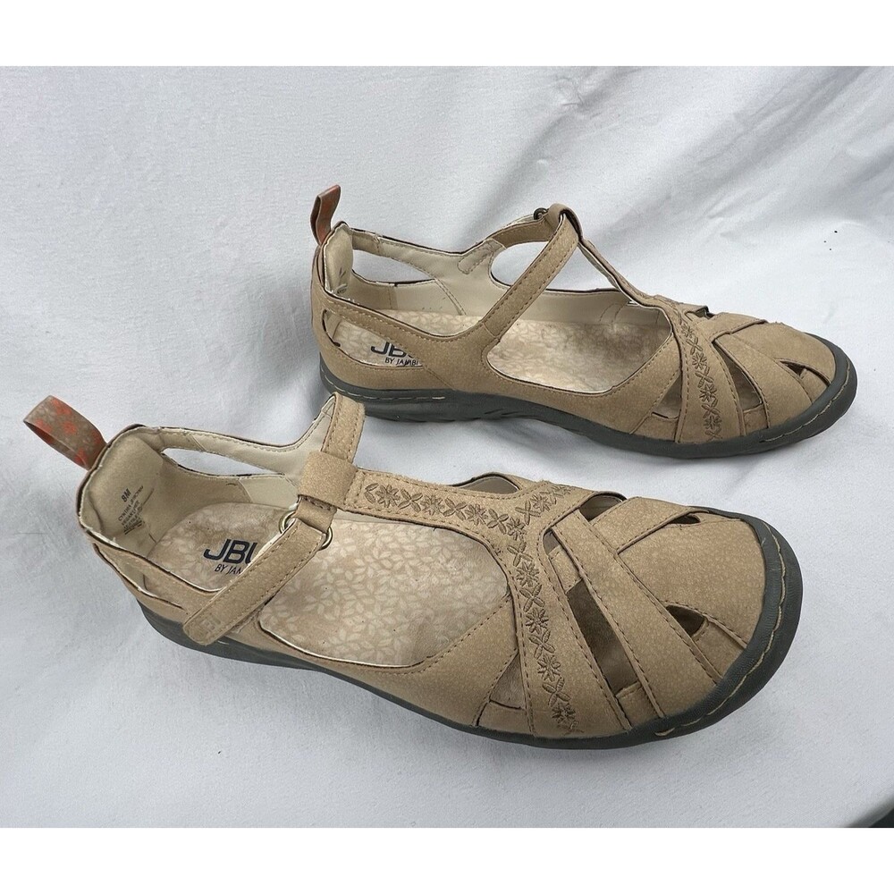 JBU by Jambu Cynthia T-strap Mary‎ Jane Sandals Women 8M Tan Vegan Comfort